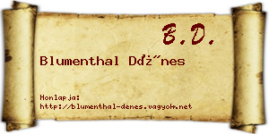 Blumenthal Dénes névjegykártya